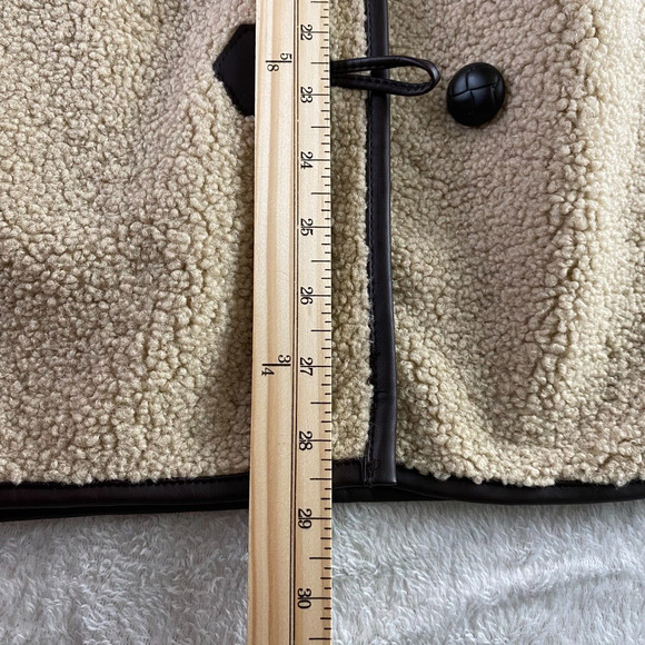 joie Sherpa Duffle Coat Jacket Women L Beige Shearling Faux Fur Boxy Barn Chore - Picture 12 of 12